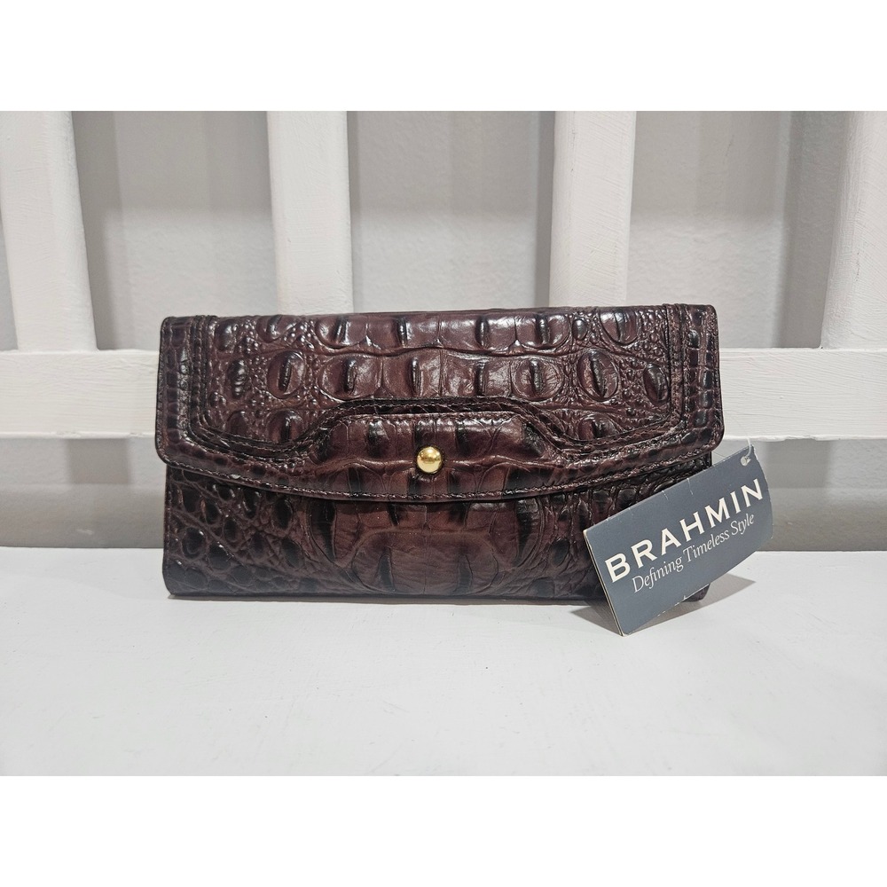 NWT Brahmin Soft Checkbook Truffle Melbourne Wallet - Picture 2 of 10